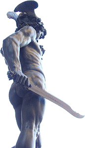 Cellini's Perseus: back right view