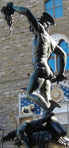 Cellini's Perseus: back left view, sunlit