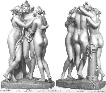 Canova's Three Graces - two engravings