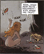 Pyrne and the Eagle Eating Canned Food - original comic panel
