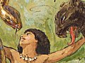 Watercolour: Mowgli with Kaa and Bagheera (thumbnail)